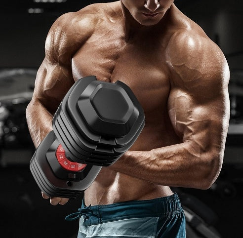 55LB 5-in-1 Adjustable Dumbbell Set - Ideal for Full-Body Home Gym Workouts